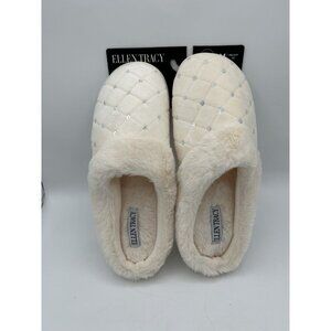 Ellen Tracy Ivory Cream Color Memory Foam Slippers Size Medium 8 NWT